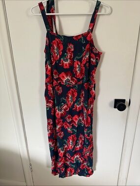 Chelsea28 Navy Dress with Red Floral Print